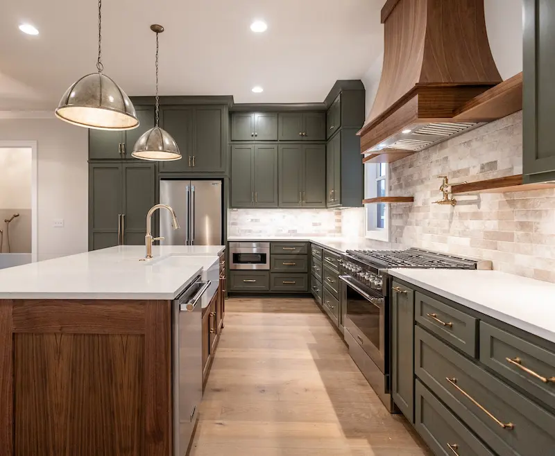 custom-kitchen-green-cabinets-stained-island-hood-nashville-tn